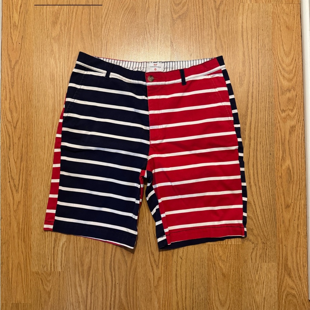 Vineyard Vines Target Mens Shorts 32 Chino Patriotic USA Flag Red Blue Stripe